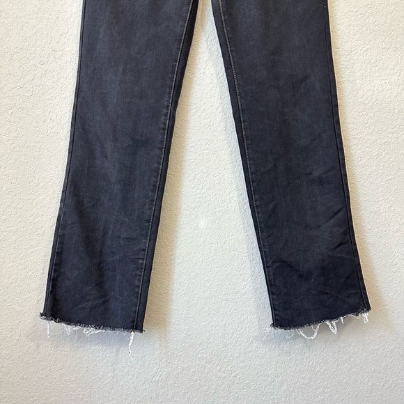 WEWOREWHAT High Rise Raw Hem Dad Jeans in Black - Picture 5 of 13